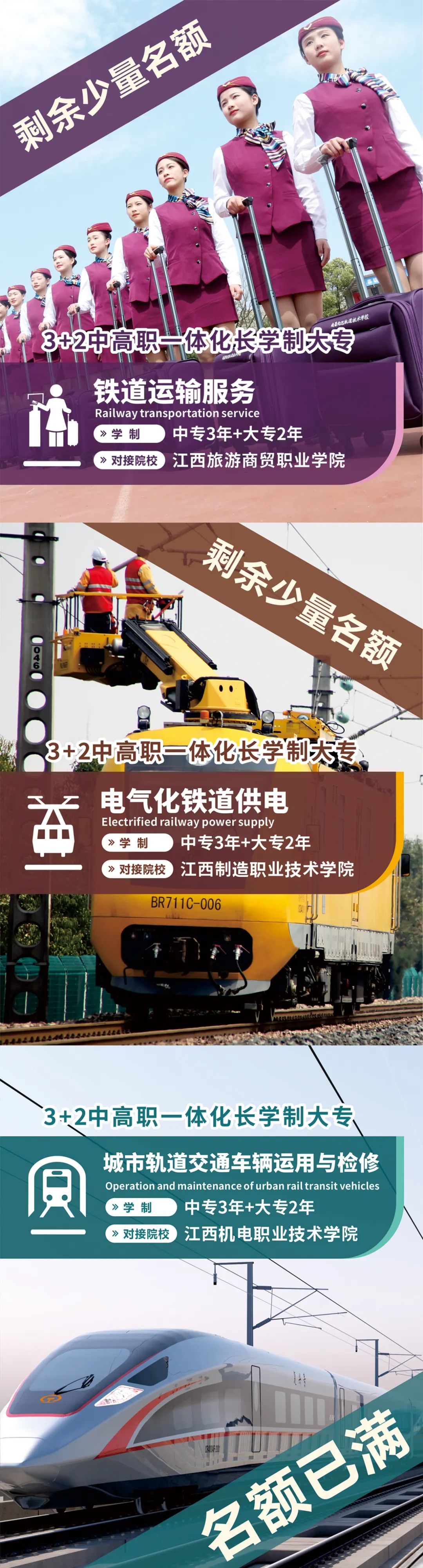 2022年秋季招生“3+2”中高职(大专）补录专业表